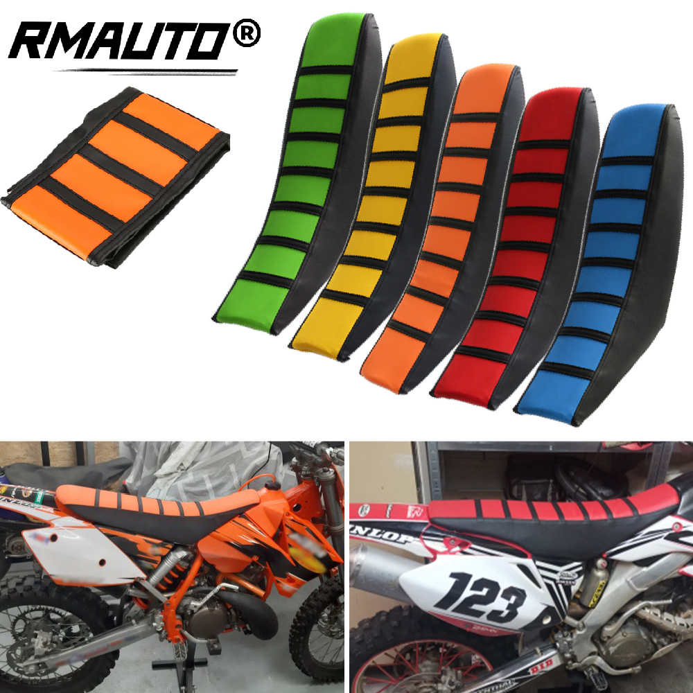 Motorcycle Soft Rubber Seat Cover Striped Orange Soft-Grip For KTM 350 EXC-F/SX-F 50 SX 250 EXC-F 200/300 EXC 450/200SXF 250